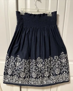 JONES NEW YORK Size Medium Navy & White Cotton Print Lined Portofino Skirt - Picture 1 of 9
