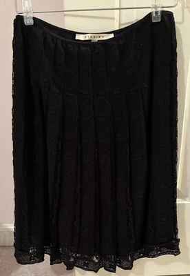 Studio M Black Pleated Lined Lace Skirt w Elasticated Waist - 27 inch Waist - Image 1 of 4