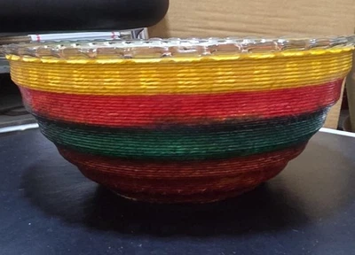 DE COLECCIÓN PESADO MULTICOLOR CUERDA/CORDEL VASO TAZÓN PARA SERVIR ~ CORONA D'ORO Foto 1 de 4