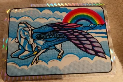 Vintage 80s Prism Sue Dawe Unicorn Rainbow Pegasus Vending Sticker Lisa Frank Ko - Image 1 of 4