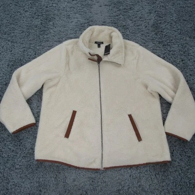 Torrid Jacket Womens 2X Cream White High Pile Sherpa Fleece Full Zip Faux Trim - Image 1 of 4