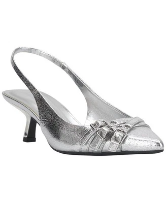 INC International Concepts Womens Capeka Slingback Pumps Silver Crinkle Gray 9M - Image 1 of 4