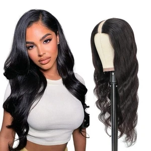 U Part Human Hair Wig Body Wave Wigs for Black Women Gulueless Half Wig Upgra... - Picture 1 of 5