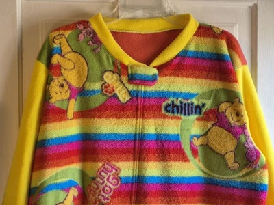 XL Adulto: Vintage Winnie The Pooh Vellón Dormir Vinilo Footies Punteras Nuevo*Abdl Foto 1 de 4