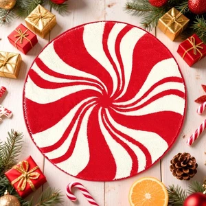 FEBSNOW Weihnachten Badezimmer Teppiche Dekor, 21,6 Zoll Weihnachten Rot und Weiß Cand... - Bild 1 von 7