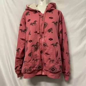 Schmidt Ropa de Trabajo Sudadera con Capucha Sherpa Forrada Caballos Cremallera Completa XL De Colección - Imagen 1 de 11