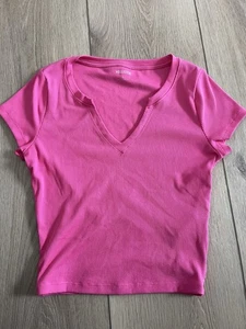 Hollister Damen T-Shirt V-Ausschnitt gerippt Small - Bild 1 von 2