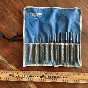 Rare Vintage Armstrong Tools Punch Set 29-356 Roll Up Pouch Made in the USA - Picture 1 of 7