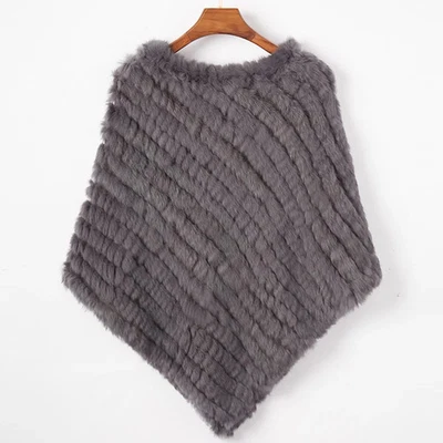 Poncho Chaleco Tejido Piel Conejo Granja Real Mantón Envolvente Dama Fiesta Venta al por mayor C4 Foto 1 de 4