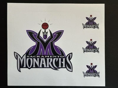 VINTAGE SACRAMENTO MONARCHS WNBA FOUR STICKERS SHEET 3.5 AND 1 INCH BRAND NEW - Image 1 of 2