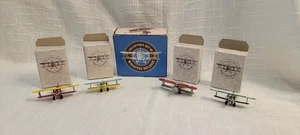 Miniature Biplane Collector Replicas 4 Set Diecast Metal Boeing Airplane Boxed - Picture 1 of 16