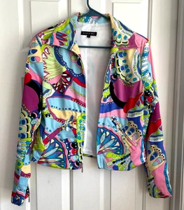 WEICHE BEQUEME VINTAGE HELLE FARBEN Y2K RETRO BAUMWOLLE NICOLE MAX JACKE MIT DURCHGEHENDEM REISSVERSCHLUSS SMALL - Bild 1 von 8