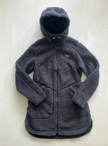 LL Bean Mountain Pile Sherpa Fleece Coat Jacket Women XS Regular Full Zip Gray - Picture 1 of 5