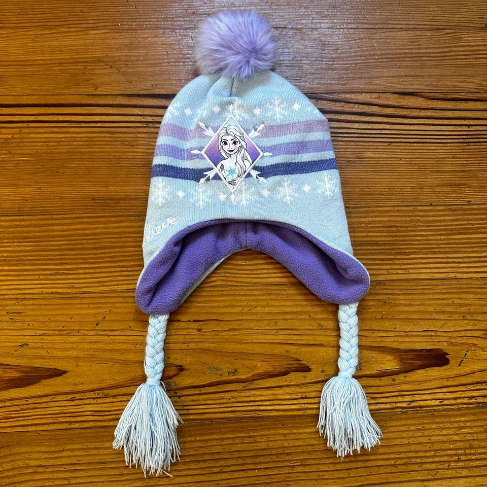 Disney Frozen Elsa azul púrpura pompón polar sombrero TALLA OS Foto 1 de 4