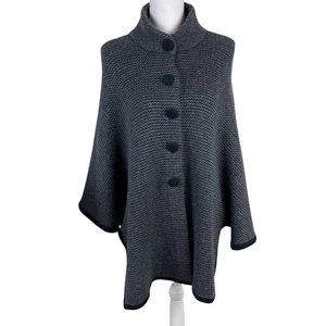 Peruvian Womens Cape Wrap Sweater One Size Baby Alpaca Button Up Handmade Peru - Picture 1 of 9