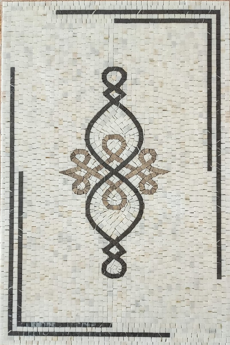 Rosone In Marmo Anticato 67x67 Cm - Grigio E Beige, Piastrelle Per Pavimenti E Pareti - Foto 4