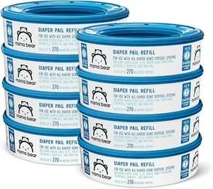 Mama Bear Diaper Pail Refills for Genie Pails Unscented 2160 Count 8 Packs o... - Picture 1 of 9