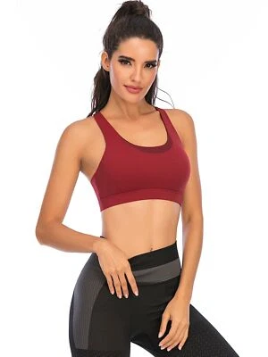 Sujetador deportivo acolchado para mujer - soporte medio entrecruzado yoga entrenamiento Foto 1 de 4