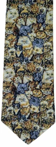 MUSEUM ARTIFACTS Silk Tie Unique colorful "Cat Breeds" print-New Without Tags - Picture 1 of 6