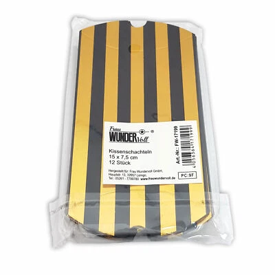 12 Kissenschachteln schwarz, gold gestreift klein, Kissenverpackungen pillow box - Bild 1 von 2