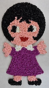 Vintage 1970er geschmolzen Kunststoff Popcorn Wanddekoration Mädchen Puppe 18,75" groß - Bild 1 von 2