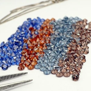 3.0mm LOT Heat Resistant Sapphire, Brown, Orange Red, Metallic Gray Nano Crystal - Picture 1 of 16