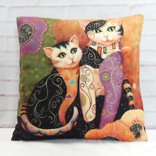 Abstract Multicoloured Cat Cushion Cover Decorative Novelty Funny Vintage Gift