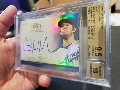 2012 Topps Tribute #/50 Clayton Kershaw Dodgers Auto BGS 9.5 w/ 10 Auto Low Pop! - Image 1 of 4