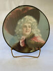 9-1/4' Antique FLUE COVER of Maiden w White Hair & Feathered Large Hat