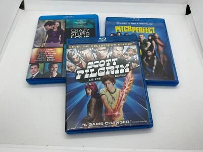 Scott Pilgrim,, Pitch Perfect 2 & Crazy Stupid Love Romantic Comedy Movie Set 3 Foto 1 de 4