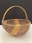 Vintage Hand Woven Reed Egg Gathering Basket - Signed/1987