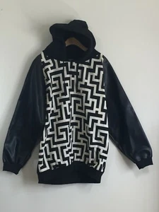 Beyond The Limit BTL Full Zip Up Black & White Maze Pattern Hoodie Mens Size XL - Picture 1 of 6