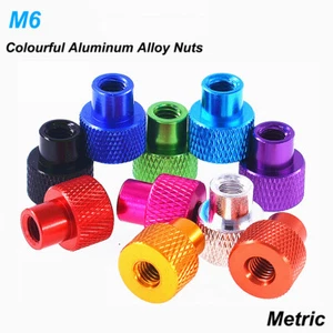 Tuerca de pulgar arrugada M6 aleación de aluminio colorida a través de orificios pasos tuercas de giro manual - Imagen 1 de 5