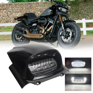 Black Fairing w/9.8'' LED Headlight DRL For Harley Fat Bob FXFB FXFBS 2018-2022 - Picture 1 of 9