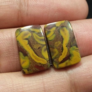 15.95 Ct Natural Fruit Jasper Radiant Cabochon Matched Pair Loose Gems 11.6x5 MM - Picture 1 of 3
