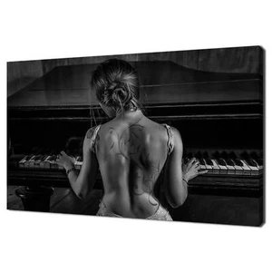 Bellissima donna sexy che suona il pianoforte musica design erotico moderno stampa su tela - Foto 1 di 7