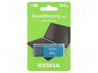1 pcs x KIOXIA - LU202L064GG4 - Pendrive, USB 2.0, 64GB, USB A, HAYABUSA, light-