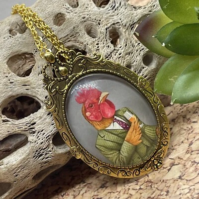 Oro Boda PLATA Gallo Vino Collar Esmoquin Sombrero Pin Broche Pollo DIVERSIÓN Foto 1 de 4