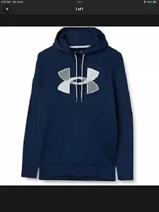 Felpa con cappuccio Under Armour uomo in pile vestibilità larga grande logo, blu Academy, XXL - Foto 1 di 4