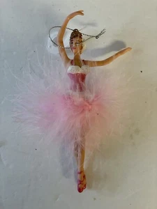 Ballerina Hanging Christmas Tree Ornament Rubber In pink tutu 6.5” Holiday - Picture 1 of 4