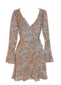 H&M Leopard Print Wrap Over Dress Uk 8 - Picture 1 of 3