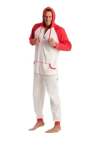 Unisex Adult Footless One Piece pajamas Fleece Pjs Hooded Sleepwear Pajama - M - Picture 1 of 3