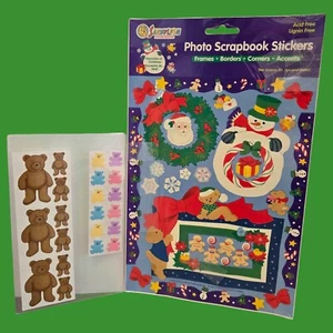 Vintage 1980s SandyLion Brown & Mini Pastel Teddy Bears, 1997 Christmas Stickers - Picture 1 of 10