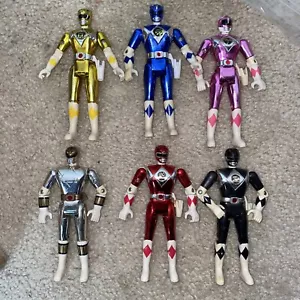 MMPR POWER RANGERS FILM METALLIZZATO VINTAGE SET DI 6 USATO CONDIZIONI - Foto 1 di 9