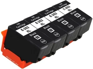 4 Black E202XL Ink Cartridges Use With Epson XP6000 XP6001 XP6005 XP6101 XP6105 - Picture 1 of 1