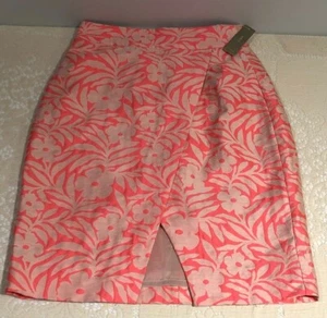 J. Crew Jacquard Plumeria CrossOver Pencil Skirt Floral Neon Pink, Size 00 BNWT - Picture 1 of 12