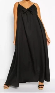 Women's Boohoo Plus Size Tie Front Strappy Maxi Dress Size 18 - Picture 1 of 6