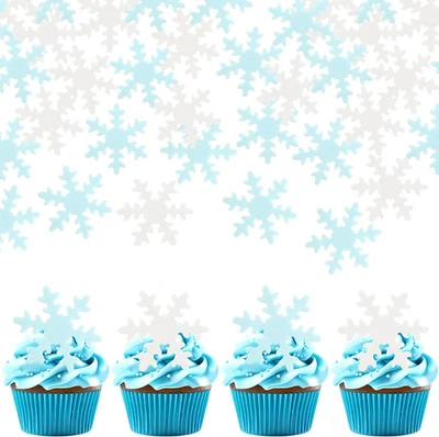 50 peças enfeites de cupcake floco de neve comestível papel bolacha floco de neve decoração de bolo E - Imagem 1 de 4