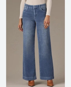 NWT Wit & Wisdom Ab Solution High Rise Wide Leg Blue Corduroy 8in. Size 31 - Picture 1 of 9