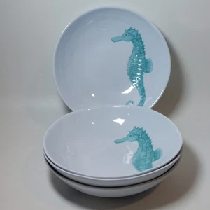 "Juego de 4 cuencos de melamina Sigrid Olsen Home Seahorse playa costera ensalada de sopa de 7""" - Imagen 1 de 7